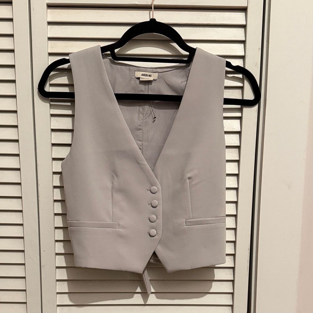 Jason Wu Pale Gray Sleeveless Button-Front Vest